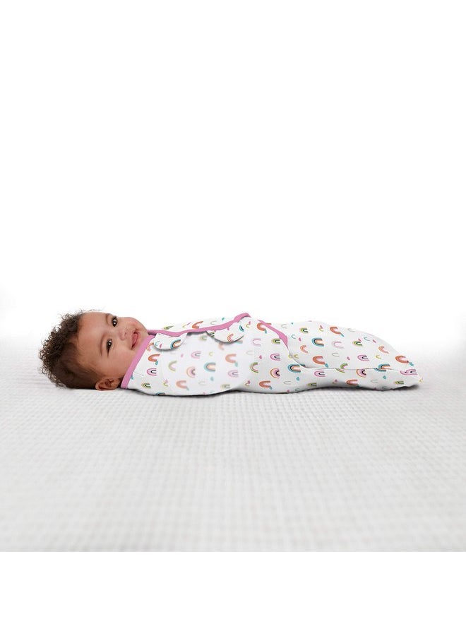 SwaddleMe - SwaddleMe Original Organic Swaddle 2-pk, 100% Organic Cotton Adjustable Baby Wrap, Small (0-3 Months, 7-14 lbs, up to 26"), Chasing Rainbows - Image 1