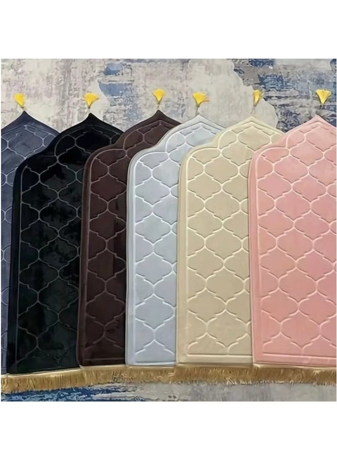 Dreamzon Prayer Mat Mosque-shaped Soft Prayer Rug Prayer Carpet Mat with Tassels, Prayer Rug, Portable Prayer Mat, Perfect for Jumah, Ramadan, Hajj  Multicolor (pack of 5)  - Image 1