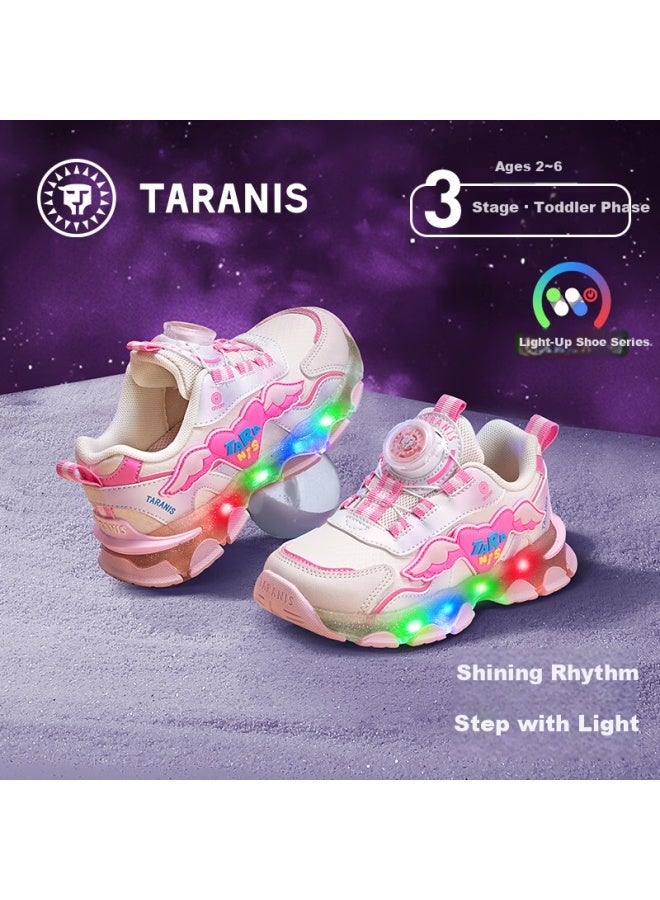 Taranis Kids Spring Light-up Shoes Boys And Girls Soft Sole Led Sports Shoes Children's Casual Shoes White/pink Size 33