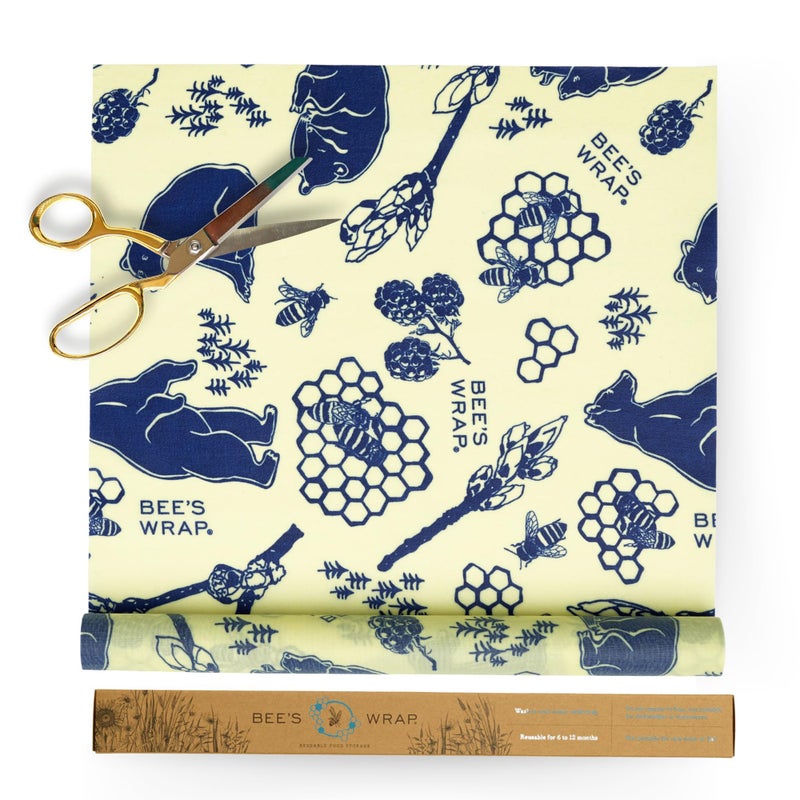 Bee's Wrap Bee's Wrap Reusable Beeswax Food Wraps Made in the USA  Eco Friendly Beeswax Food Wrap  Sustainable Food Storage Container  Organic Cotton Food Wrap  XXL Cut To Size Wax Paper Roll  Bees & Bears  - Image 1