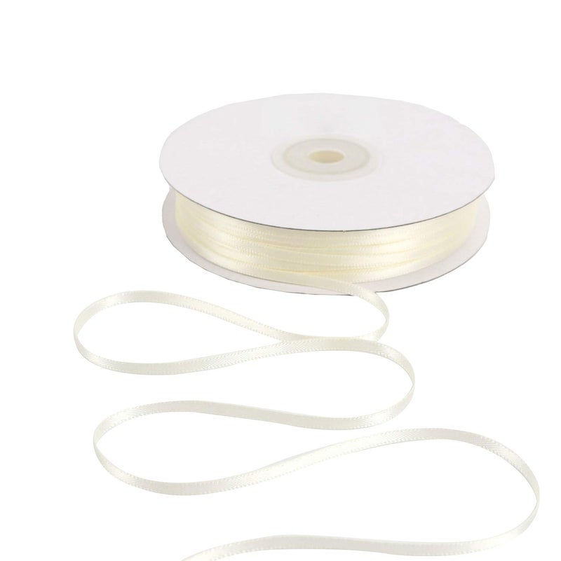 HUIHUANG Solid Color Satin Ribbon 18 inch x 100 Yards Roll Ribbon Thin Small Satin Double Faced Ribbon for Crafts Gift Wrapping Wedding Invitation Card DIY BowsBeigeIvory