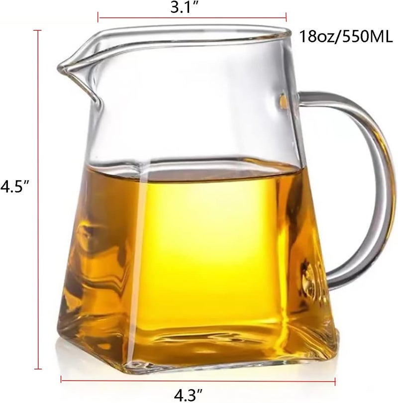 Dadamong Glass Pitcher with Handle, Milk and Cream Pitcher Cup Jug, Heat Resistant Borosilicate Glass Creamer for Coffee Tea or Maple Syrup Serving, Stovetop & Microwave Safe (18oz/ 550ML) - Image 3
