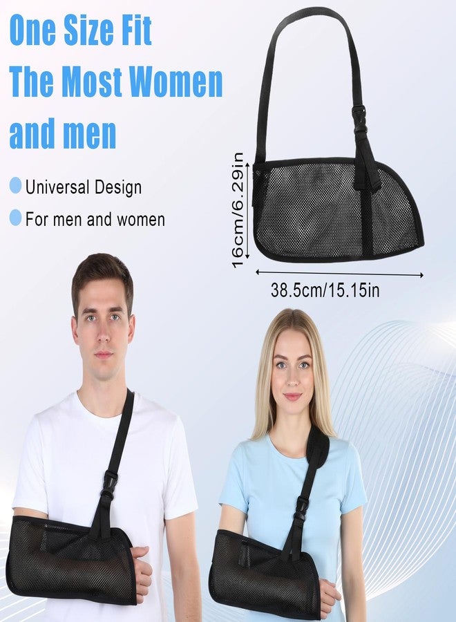 Wanmu Mesh Arm Shoulder Sling, Medical Shoulder Immobilizer for Shower Right Left Arm Stabilizes Elbow, Arms Brace for Men Women Wrist Torn Rotator Cuff Injury (Black) - Image 2