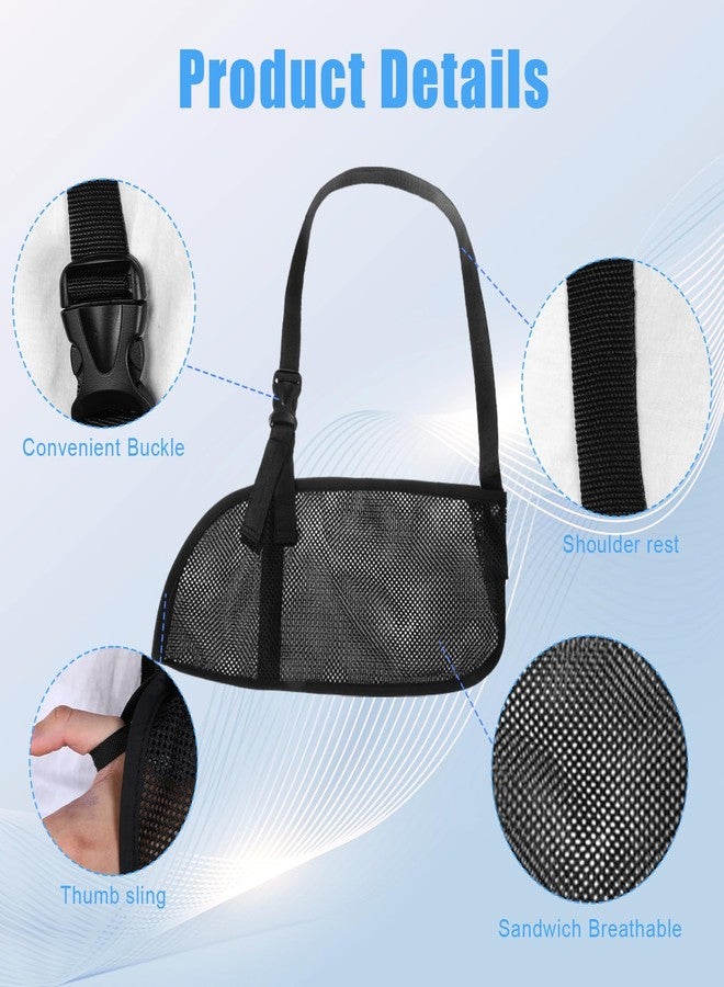 Wanmu Mesh Arm Shoulder Sling, Medical Shoulder Immobilizer for Shower Right Left Arm Stabilizes Elbow, Arms Brace for Men Women Wrist Torn Rotator Cuff Injury (Black) - Image 3