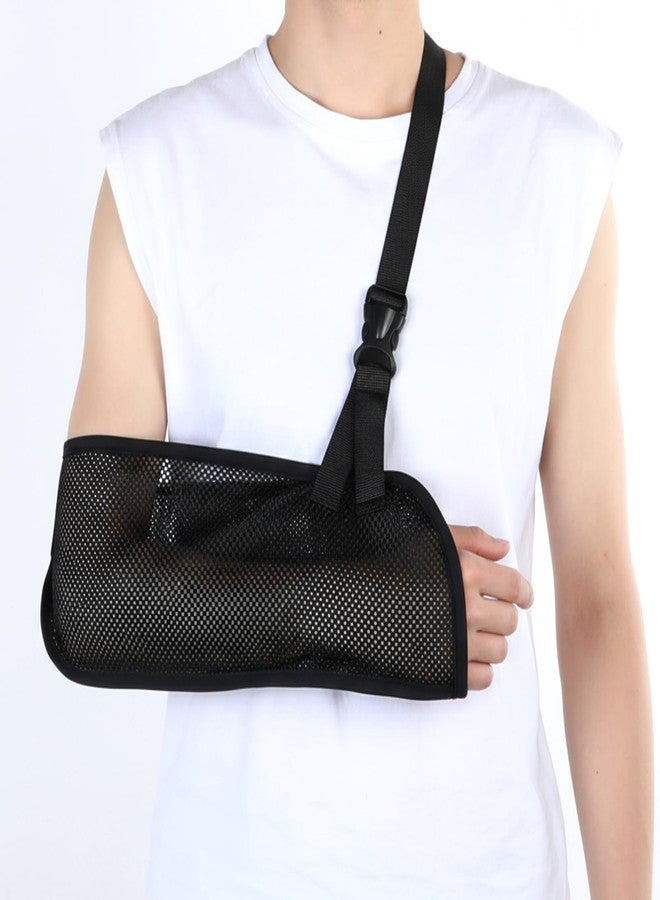 Wanmu Mesh Arm Shoulder Sling, Medical Shoulder Immobilizer for Shower Right Left Arm Stabilizes Elbow, Arms Brace for Men Women Wrist Torn Rotator Cuff Injury (Black) - Image 1