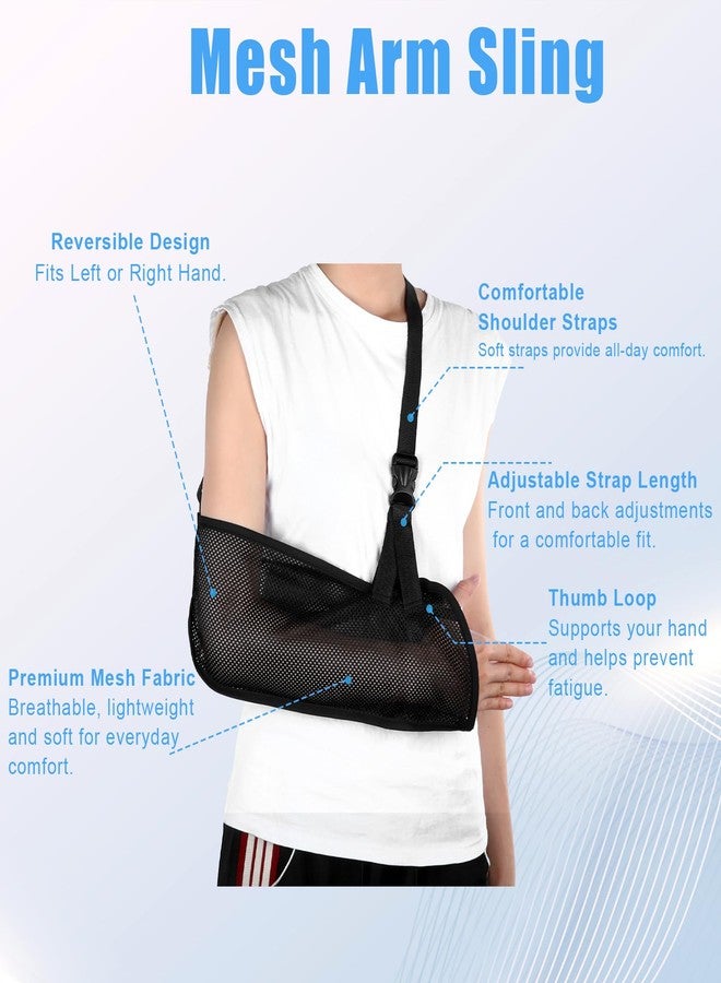 Wanmu Mesh Arm Shoulder Sling, Medical Shoulder Immobilizer for Shower Right Left Arm Stabilizes Elbow, Arms Brace for Men Women Wrist Torn Rotator Cuff Injury (Black) - Image 4