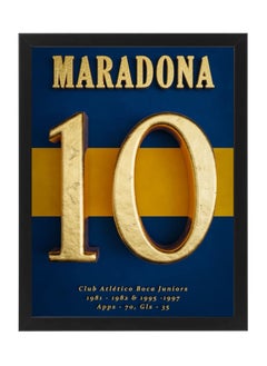 Maradona Boca Juniors Golden Number Jersey Poster with Frame 30x40cm