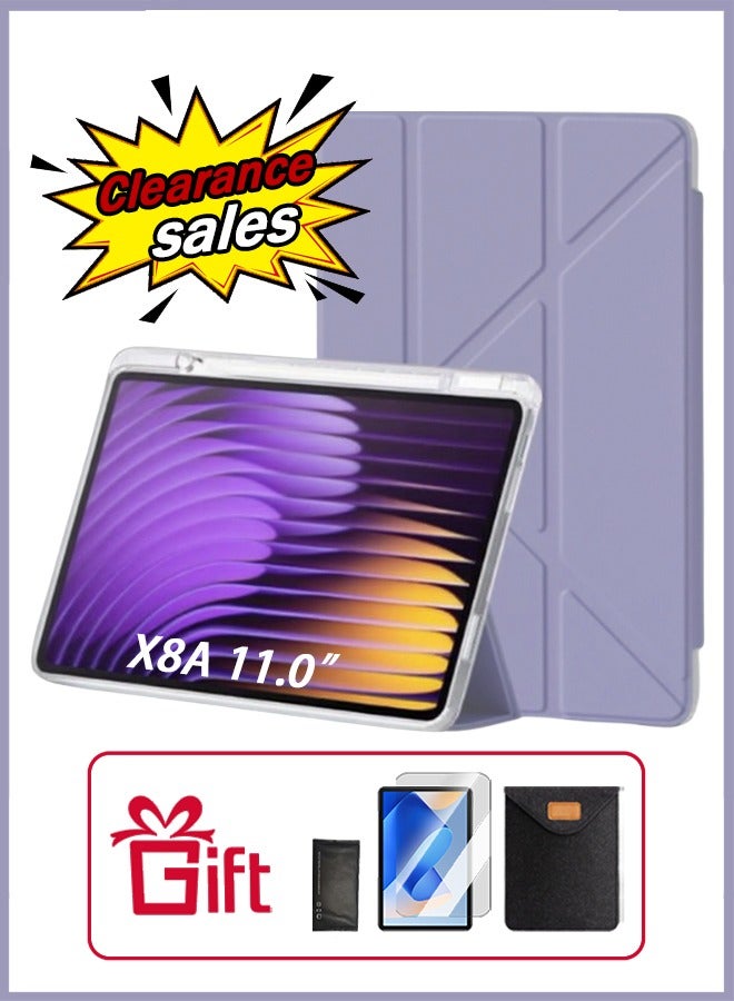 [clearance sales] HONOR Pad X8a 11 Inch Case With Auto Wake, Tablet Cover Shockproof Y Folding Stand, Smart Case Clear Back Tpu Back Cover Free AED 23 Anti-Glare Protective Film -grey - Image 1