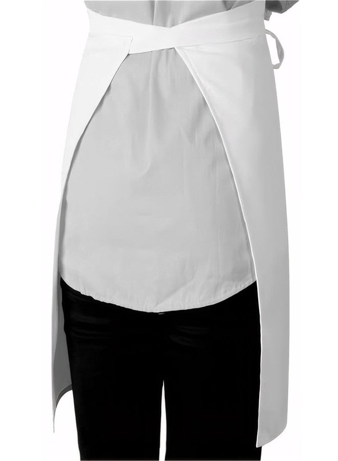 ARBINSON Long Server Apron with 2 Pockets, Extra Long Tie, Lightweight Half Aprons for Men Women Waiter Waitress Chef (White) - Image 5