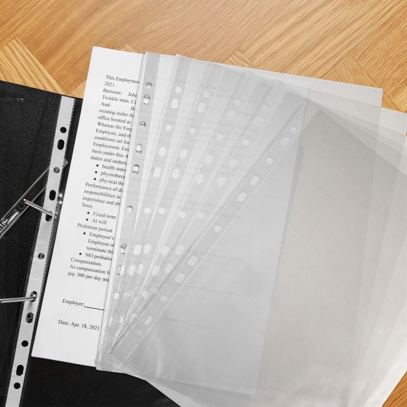 11 Hole Punch Plastic Sheet Protectors 100 Pack Top Loading Binder Sleeves - Image 4