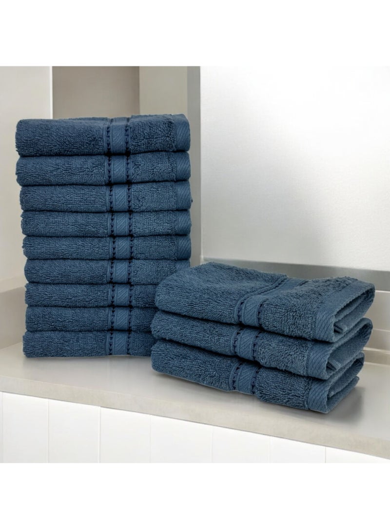KASSINO Kassino Jumbo Face Towel (12 Pack, 33x33 cm) - 580 GSM Large Face Towels,100% Combed Cotton, Soft & Quick-Dry Towels, Highly Absorbent, Double Stitched Hotel Quality Towels | China Blue  - Image 2