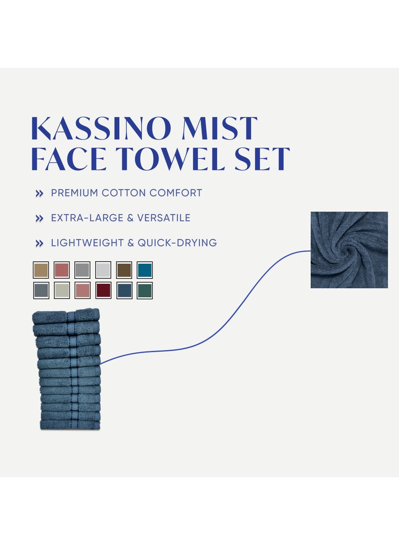 KASSINO Kassino Jumbo Face Towel (12 Pack, 33x33 cm) - 580 GSM Large Face Towels,100% Combed Cotton, Soft & Quick-Dry Towels, Highly Absorbent, Double Stitched Hotel Quality Towels | China Blue  - Image 3