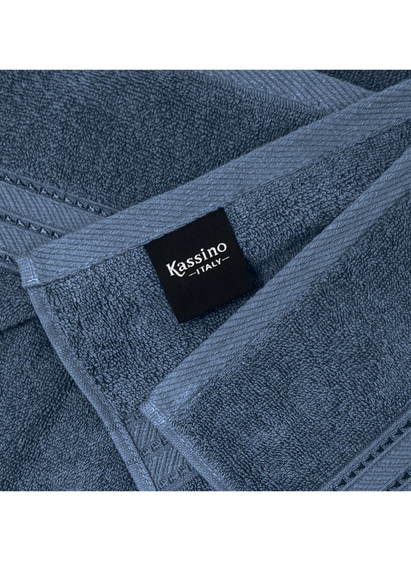 KASSINO Kassino Jumbo Face Towel (12 Pack, 33x33 cm) - 580 GSM Large Face Towels,100% Combed Cotton, Soft & Quick-Dry Towels, Highly Absorbent, Double Stitched Hotel Quality Towels | China Blue  - Image 4