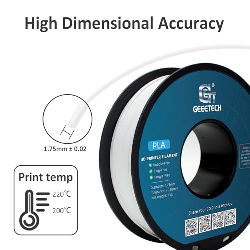 Geeetech 1.75mm PLA 3D Printer Filament, 1kg Spool (2.2lbs), Upgrade Tidy Winding Tangle-Free, Dimensional Accuracy +/- 0.02 mm, White - Image 5