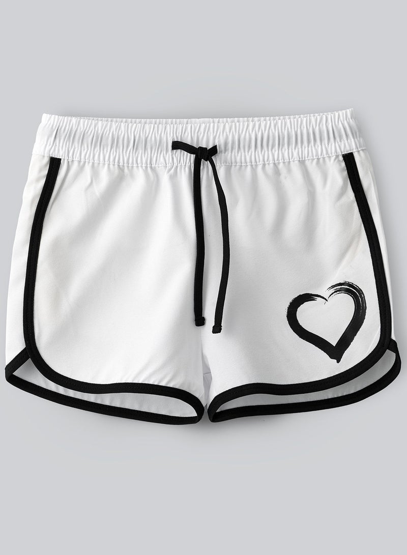 Jelliene Knit Shorts With Contrast Piping & Heart Print At Bottom - Image 1