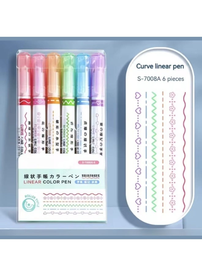 بين أقلام تحديد متعددة الألوان طقم (٦  أقلام) للرسم والتخطيط والتزيين - Image 2