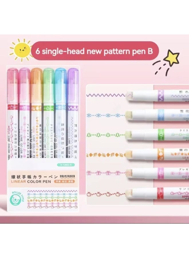 بين أقلام تحديد متعددة الألوان طقم (٦  أقلام) للرسم والتخطيط والتزيين - Image 1