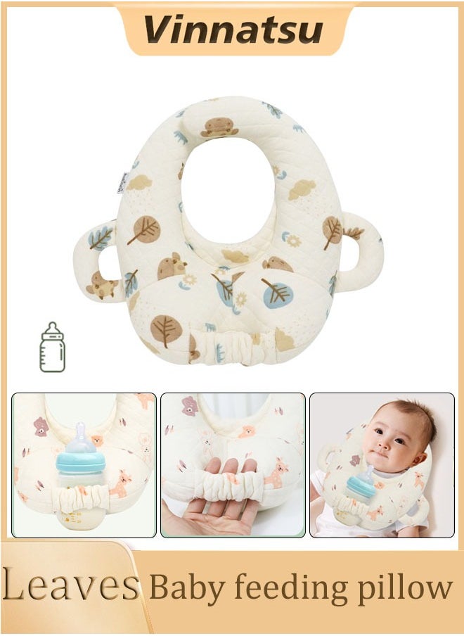 Vinnatsu Vinnatsu Baby Bottle Holder Hands Free, Adjustable Nursing Pillow Support, Baby Nursing Pillow, Self-Feeding Bottle Holder for Newborn, Newborn Essentials,Breast Feeding Pillow with Adjustable Waist Strap and Machine Washable, Newborn pillow,Leaves  - Image 1