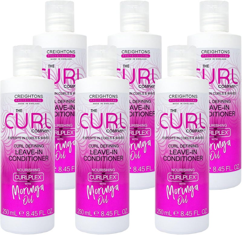 The Curl Company 6 x 250 Multipack Curl Defining LeaveIn Conditioner Formulated with Nourishing Curplex with Moringa Oil For Curls & Waves Removes Frizz & Smooths Hair Vegan & Cruelty Free