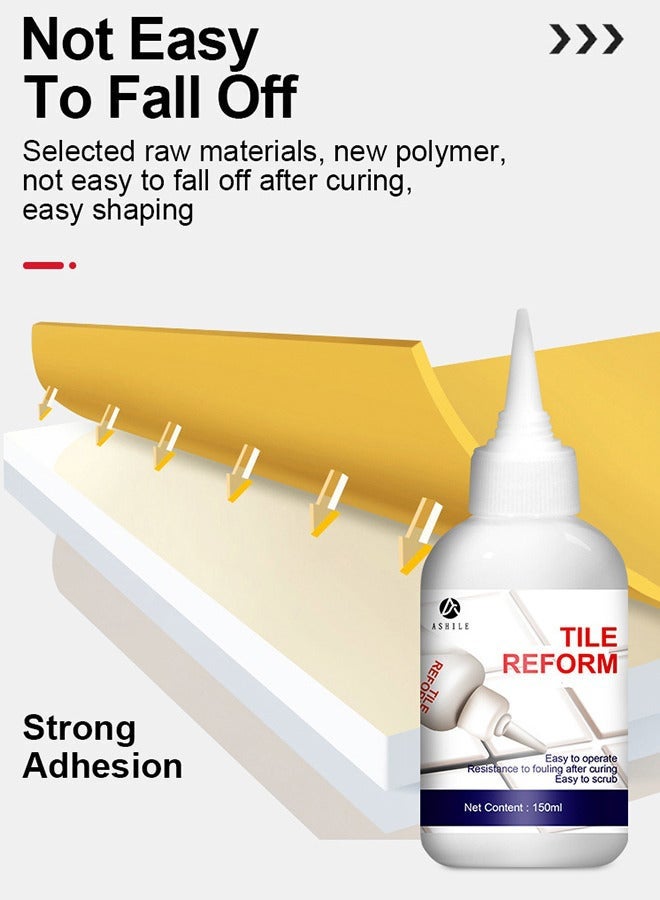 ASHILE 150ml Shiny Silver Tile Reform Grout Filler Sealant, Waterproof Anti-Mold DIY Tile Joint Repair Caulk for Kitchen Shower Bathroom Ceramic Gap Renewal - Image 2
