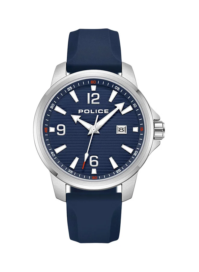 بوليس Mensor Men’s 44mm Quartz Watch, Stainless Steel Case, Blue Dial & Silicone Strap