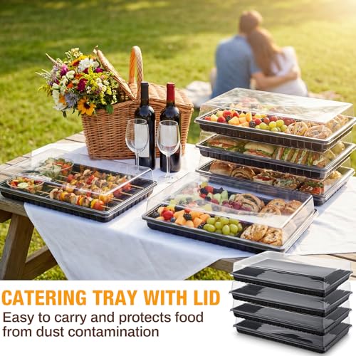 Shellwei 5 Pack Extra Large Charcuterie Board with Lids, 18 x 12 Inch Plastic Catering Trays for Cookies, Desserts, Candy, Reusable Serving Platters for Travel Party - Image 5