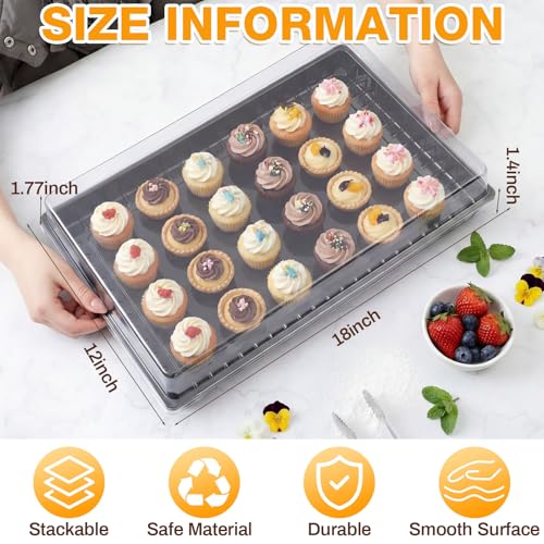 Shellwei 5 Pack Extra Large Charcuterie Board with Lids, 18 x 12 Inch Plastic Catering Trays for Cookies, Desserts, Candy, Reusable Serving Platters for Travel Party - Image 2