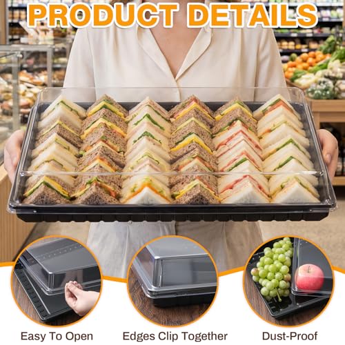 Shellwei 5 Pack Extra Large Charcuterie Board with Lids, 18 x 12 Inch Plastic Catering Trays for Cookies, Desserts, Candy, Reusable Serving Platters for Travel Party - Image 3