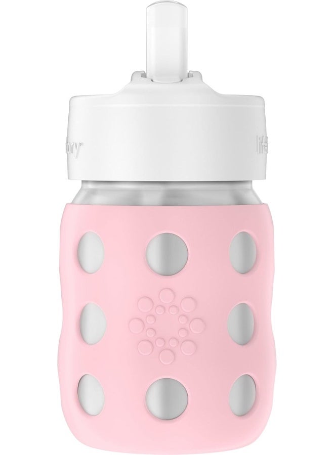 Lifefactory 240ml Stainless-Steel Vacuum-Insulated Wide-Neck Baby Bottle with Straw Cap, Desert Rose - Image 1