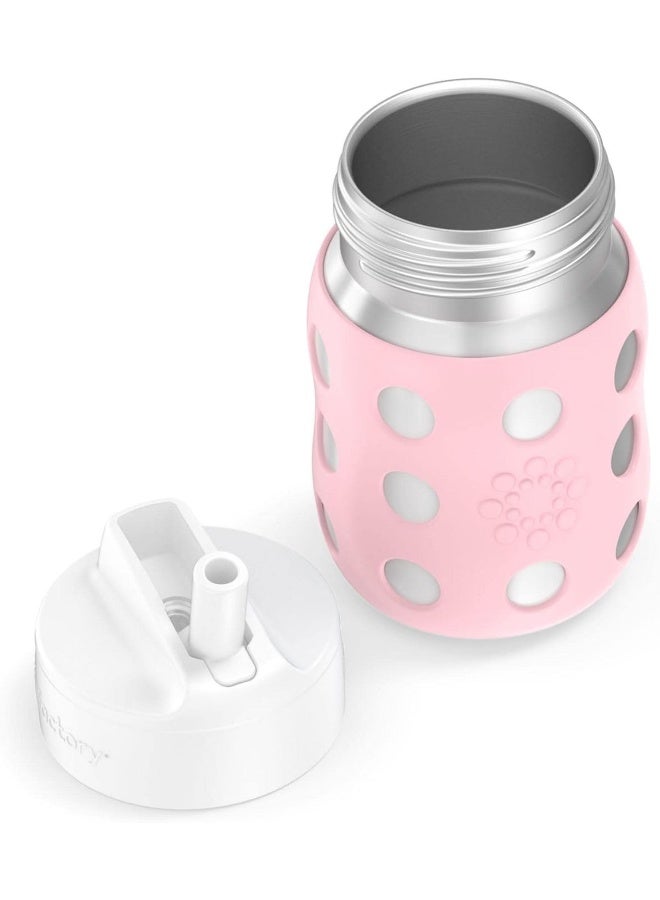 Lifefactory 240ml Stainless-Steel Vacuum-Insulated Wide-Neck Baby Bottle with Straw Cap, Desert Rose - Image 4