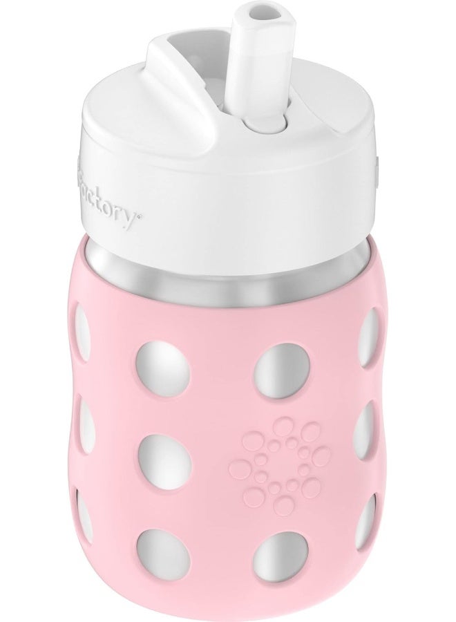 Lifefactory 240ml Stainless-Steel Vacuum-Insulated Wide-Neck Baby Bottle with Straw Cap, Desert Rose - Image 2