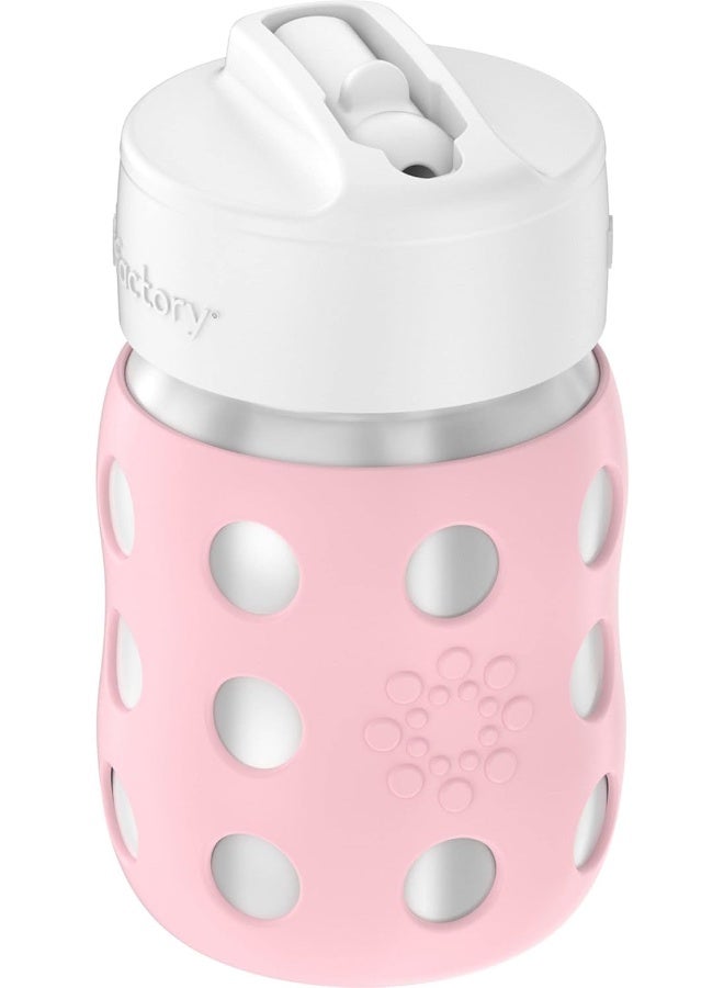 Lifefactory 240ml Stainless-Steel Vacuum-Insulated Wide-Neck Baby Bottle with Straw Cap, Desert Rose - Image 3