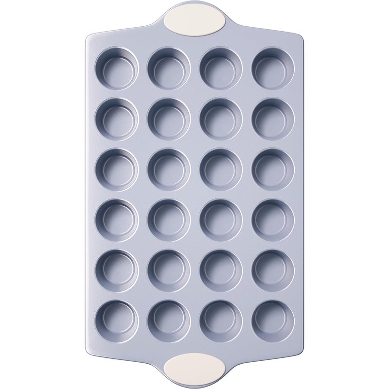 BRONYPRO 24-Cup Non Toxic Nonstick Ceramic Mini Muffin Pan & Cupcake Tin, PFOA & PFOA Free, Heavy Duty Rust-Resistant Aluminized Steel, Oven & Dishwasher Safe, Cream White - Image 1