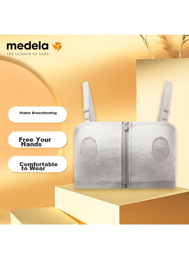 Medela Breastfeeding Bra, Postpartum Nursing Bra, Versatile Maternity Underwear, Specially Designed For Breast Pump, Baiyi Series In Premium Gray - Image 1
