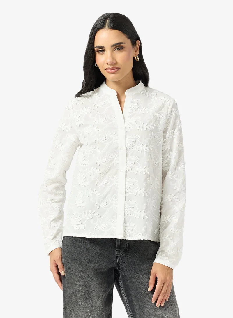 اونلي قميص بأكمام طويلة مطرز