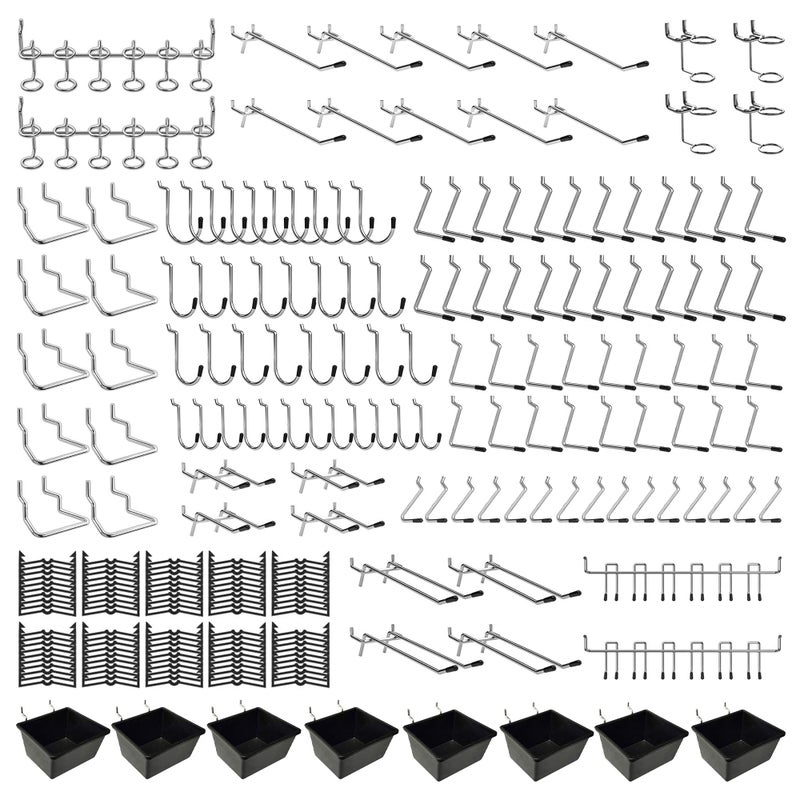 Dobures 258PCS Pegboard Hooks Pegboard Accessories Organizer Kit Pegboard Set for Tools18 and 14 inch Pegboard Hooks Assortment Peg Board Hooks Peg Board Bins Peg Locks