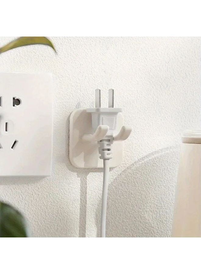 2pcs White Wall Mounted Hooks Space Saving Plug Organizer ABS Plastic Modern Design - Image 4