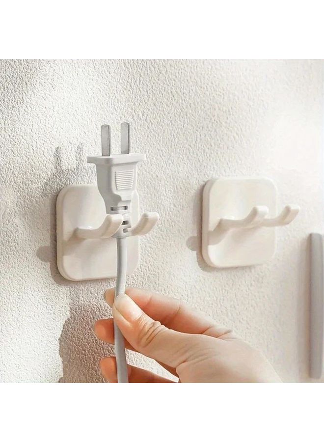 2pcs White Wall Mounted Hooks Space Saving Plug Organizer ABS Plastic Modern Design - Image 2