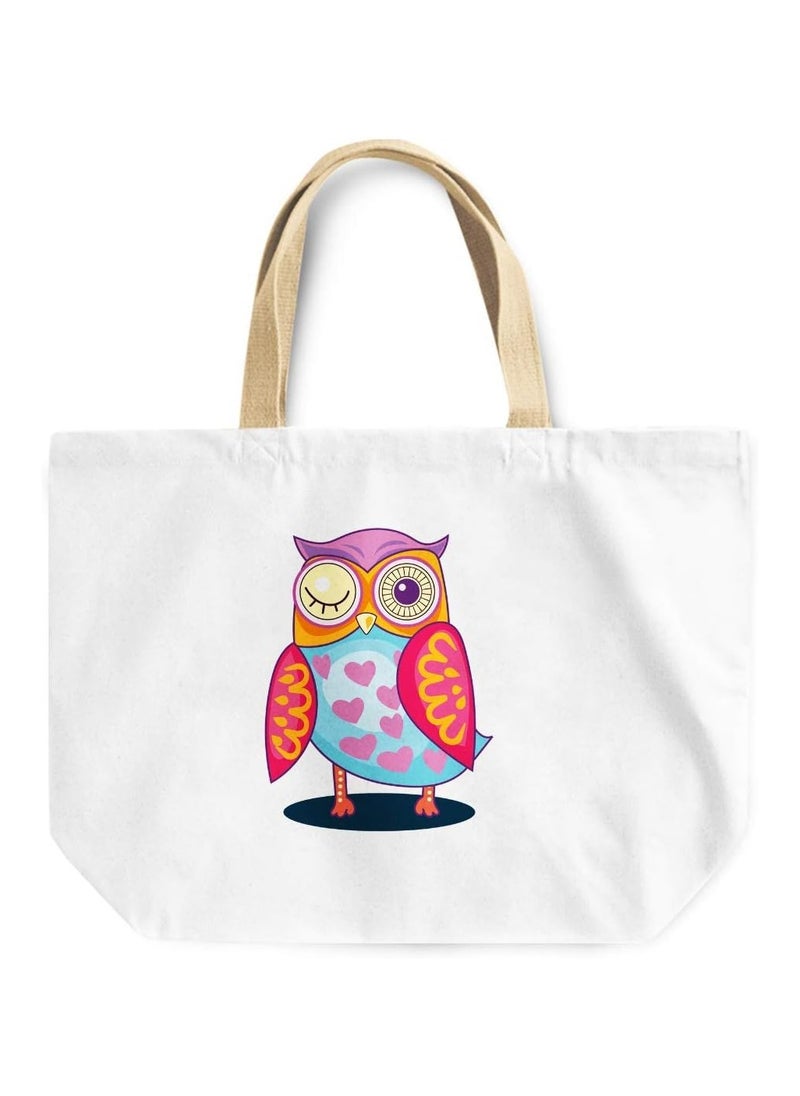 LOUD UNIVERSE - Winking Owl Heart Love Reusable Tote Bag - Image 1