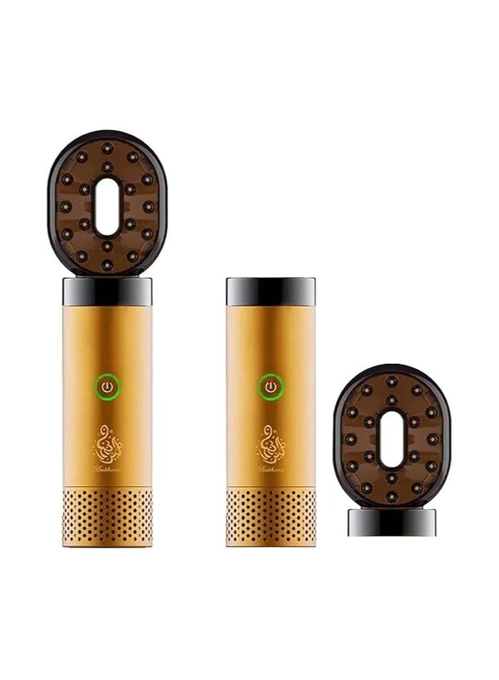 مبخرة كهربائية محمولة قابلة لإعادة الشحن عبر USB للاستخدام المنزلي والسيارة ومبخرة كهربائية صغيرة محمولة للشعر (مبخرة، ذهبي)  - Image 4