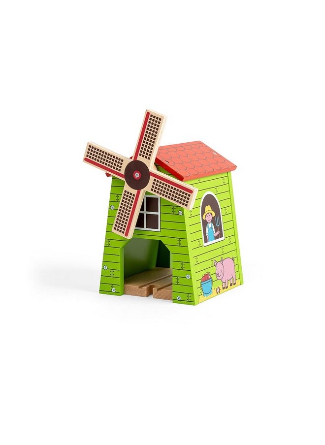 Bigjigs Rail Country Windmill Toy Train Tunnel Bigjigs Train Accessories Wooden Train Track Accessories Windmill For Train Set Trains For Kids 