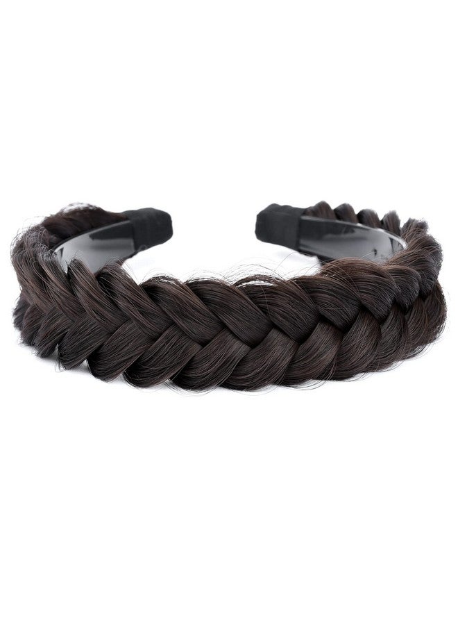 BOBIYA Wide Chunky Plaited Braided Headband Hair Band Synthetic Braid Hairpieces With Teeth Piano Two Tone Colors Accessories (Wbrunette Brown) - Image 2