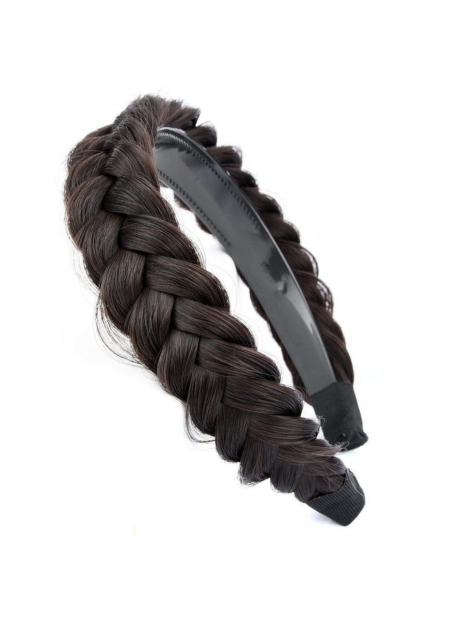 BOBIYA Wide Chunky Plaited Braided Headband Hair Band Synthetic Braid Hairpieces With Teeth Piano Two Tone Colors Accessories (Wbrunette Brown) - Image 3