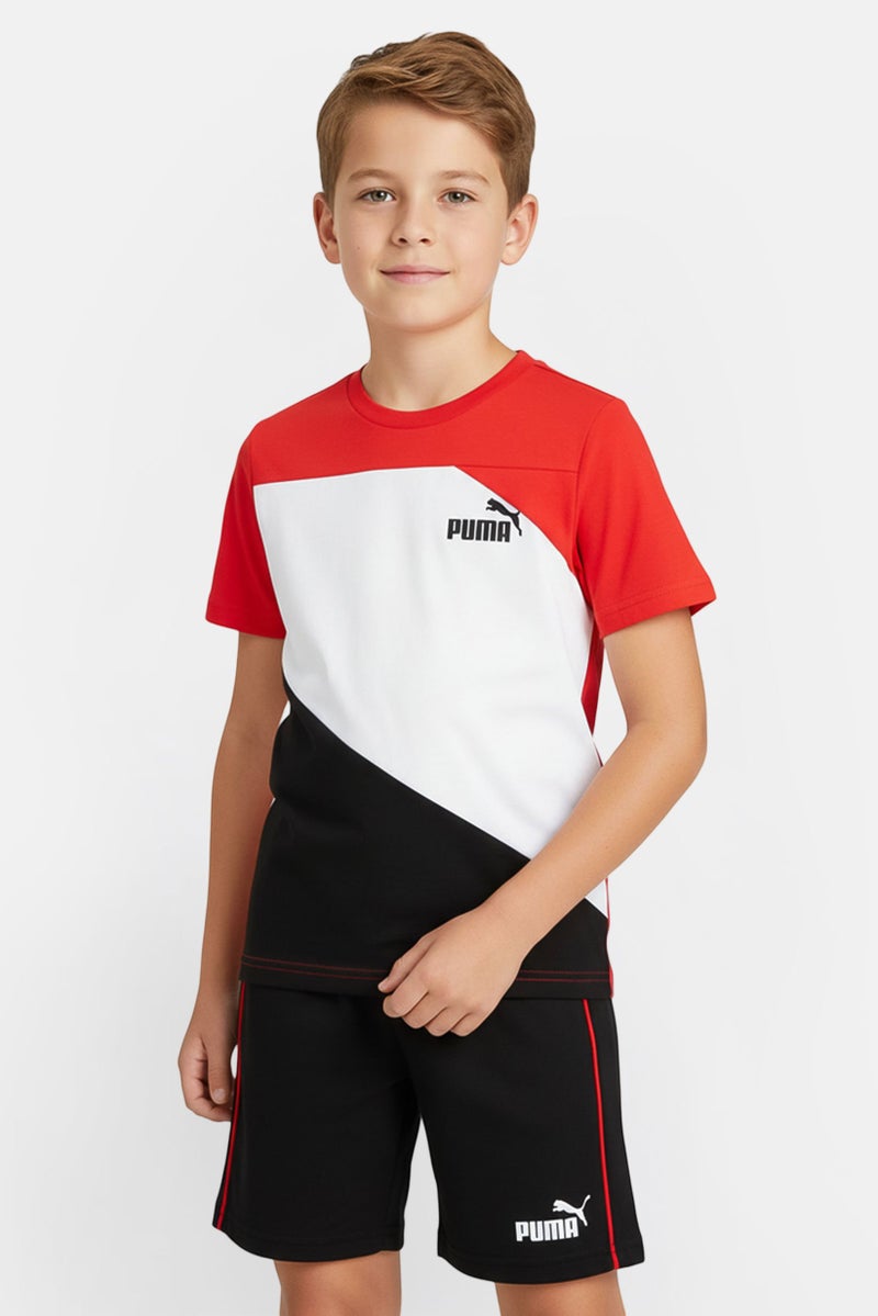 PUMA Kids Boy 2 Pieces Brand Logo Short Sleeve T-Shirts And Shorts, Multicolor - Image 1