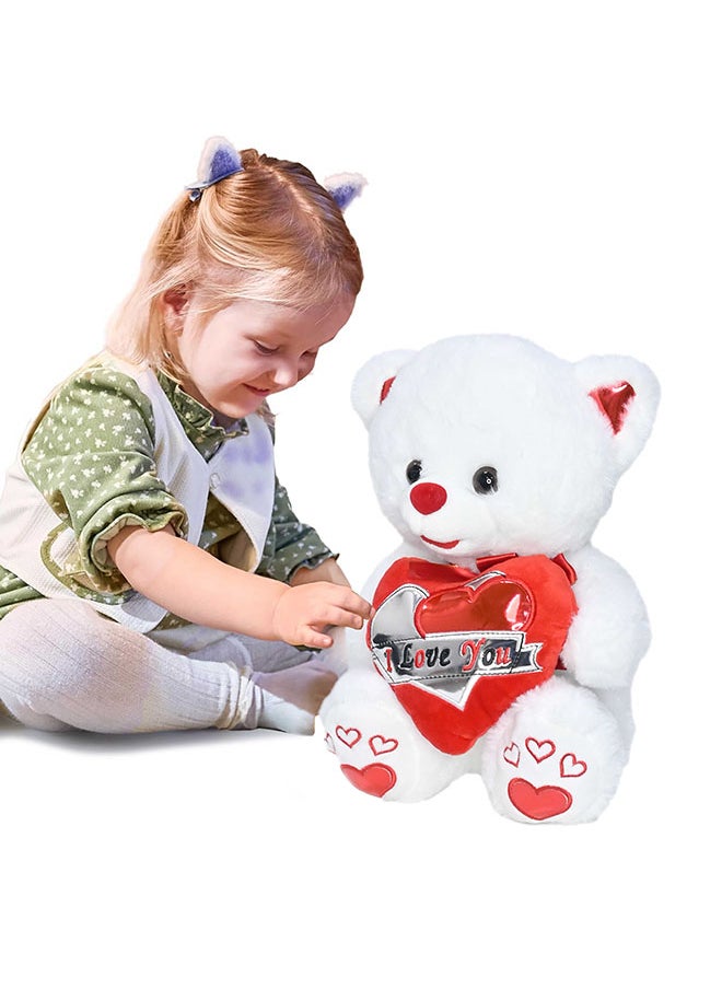Toyland 30cm White Teddy Bear Toy with Holding Heart Shape for Girls Friend and Couples Anniversary Valentine and Birthday Gift  - Image 1