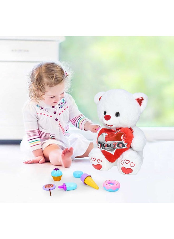 Toyland 30cm White Teddy Bear Toy with Holding Heart Shape for Girls Friend and Couples Anniversary Valentine and Birthday Gift  - Image 2