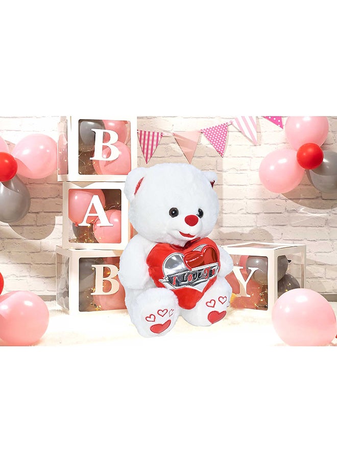 Toyland 30cm White Teddy Bear Toy with Holding Heart Shape for Girls Friend and Couples Anniversary Valentine and Birthday Gift  - Image 3