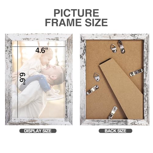 TWING 5x7 Picture Frame Set of 6,Multi Rustic Photo Frame Collage for Tabletop Display or Wall Hanging,Distressed White,Ideal Gifts - Image 4
