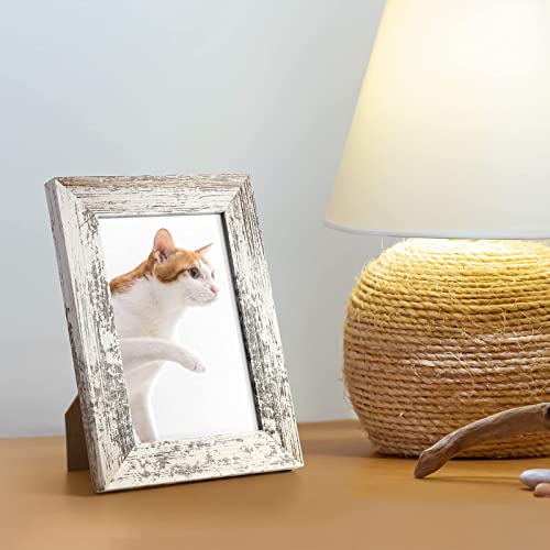TWING 5x7 Picture Frame Set of 6,Multi Rustic Photo Frame Collage for Tabletop Display or Wall Hanging,Distressed White,Ideal Gifts - Image 2