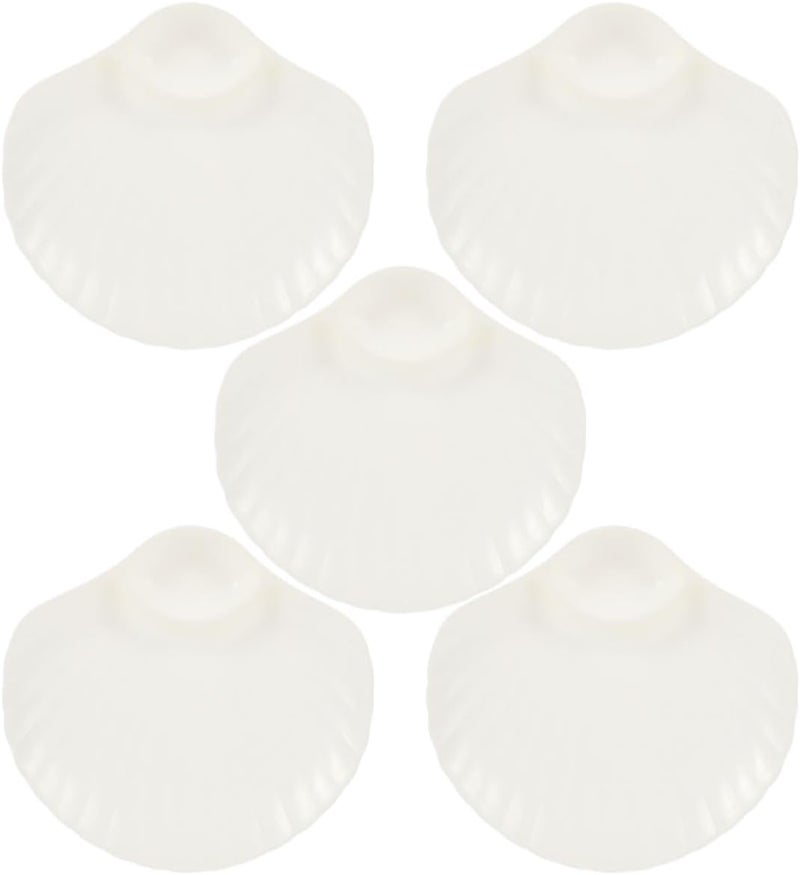 5pcs Pearl White Pp Seashell Sauce Plates for Sushi Dumplings Sashimi Serving, Shell-shaped Japanese Dip Dishes Snack and Fruit Appetizer Platters for Home and Party - Image 1